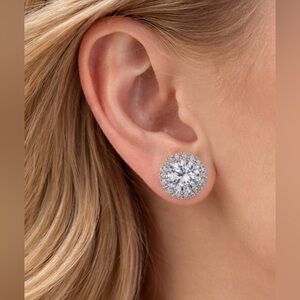 Sparkling Silver Crystal Stud Earrings
